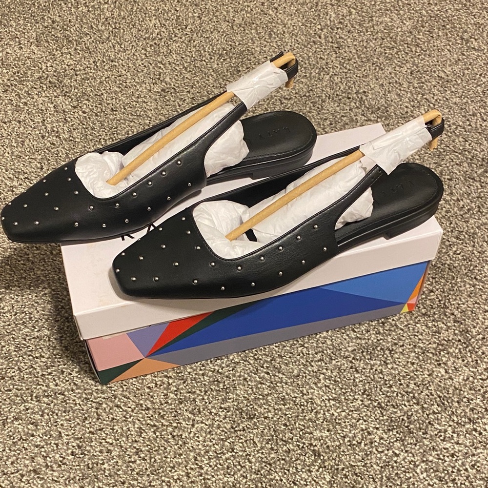 Katy Perry Collections The Confidant Black Slingback Flats with Studs 9.5